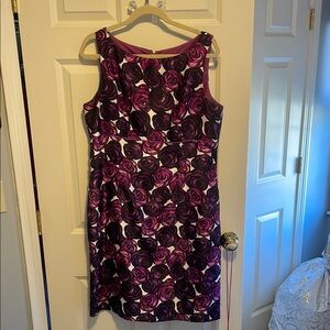 Elegant Floral Dress in Purple and Pink